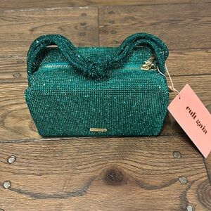 NWT Cult Gaia Sienna Mini Top Handle Rhinestone Bag Paradiso Green